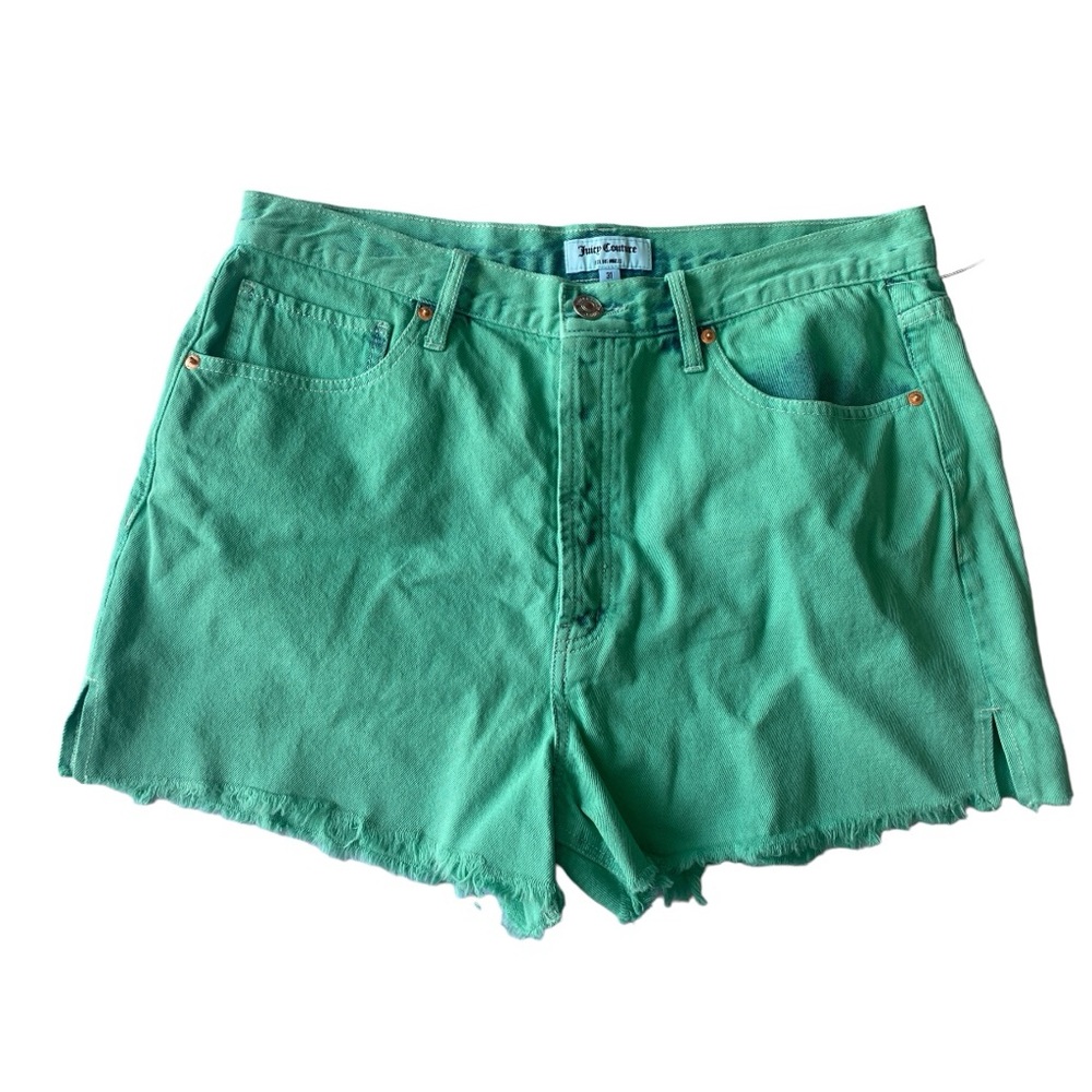 Juicy Couture Green Tie Dye Cut Off Soft Denim Western Short Size 31 100% Cotton